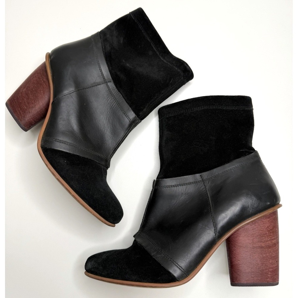 J Shoes Julianne Ankle Booties Black Leather and Suede Size 6.5